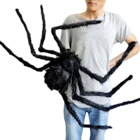 Grande araignée en peluche d'Halloween, décoration d'horreur pour fête, accessoire extérieur, araignée géante décorative 30-200cm, araignée noire pour farces