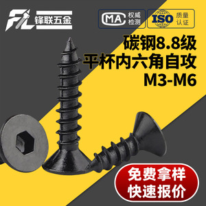 Vis autotaraudeuse Fenglian 8.8 Grade à tête plate noire, à queue pointue hexagonale interne, trempée, pour équipement de communication - Product Image 4