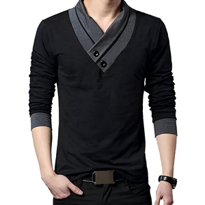 เสื้อยืดคอกลมแขนยาวทรงโอเวอร์ไซส์สำหรับผู้ชาย ผ้าสแปนเด็กซ์ แต่งผ้าแบบแพทช์เวิร์ค โลโก้ด้านหน้า เป็นมิตรต่อสิ่งแวดล้อม ระบายอากาศได้ดี แห้งเร็ว ไซส์พลัส - Product Image 1