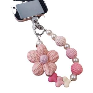 Amigurumi fait à la main Crochet fleur porte-clés femmes tricoté porte-clés mignon perlé téléphone breloques clés <span class=keywords><strong>de</strong></span> voiture sac accessoires-disponible - Product Image 6