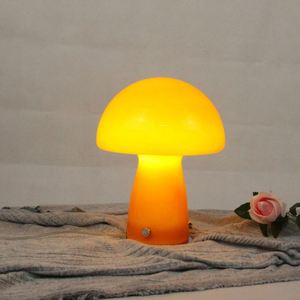 Lámpara de Mesa LED E27 de Diseño Artístico Nórdico en Vidrio y Metal, Color Blanco y Naranja, con Forma de Hongo, para Sala de Estar, Restaurante, Decoración del Hogar - Product Image 2