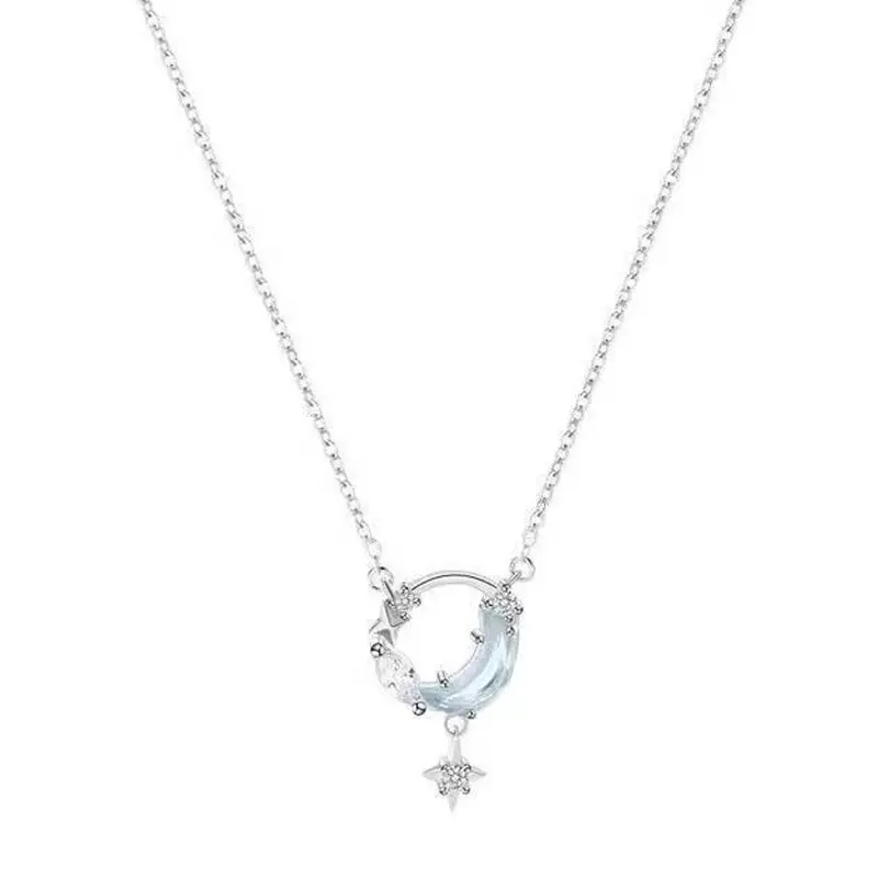 Japanese and Korean New Star Ranging Moon Necklace Chasing Dreams Star River Moon Women's Necklace Fashion Jewelry Necklace
