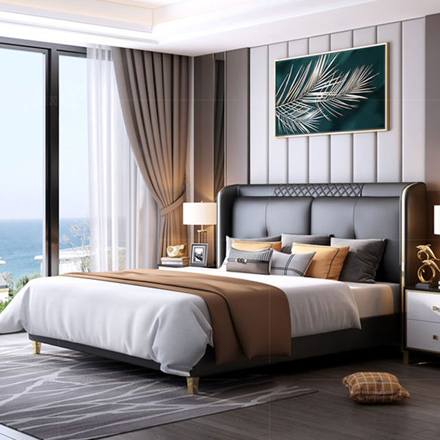 Factory Wholesale High Quality Deep Guangdong  Contemporary Upholstery Quality Hotel Bed