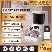 Distributeur automatique de nourriture pour animaux de compagnie 4L en acier inoxydable et plastique, double gamelle, enregistrement vocal, caméra, étanche, batterie rechargeable
