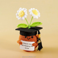 Décoration de bureau au crochet, fleurs en pot au crochet faites à la main, plantes artificielles en fil tricoté, énergie positive, pour cadeau de remise de diplôme