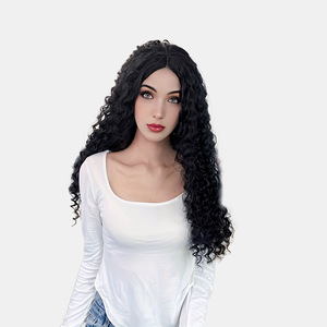 <span class=keywords><strong>Peluca</strong></span> <span class=keywords><strong>de</strong></span> Encaje Frontal Negra Estilo Africano - <span class=keywords><strong>Peluca</strong></span> Larga Sintética con Rizos Kinky para Mujer, Encaje Transparente, Alta Calidad, Colores Personalizables - Product Image 4