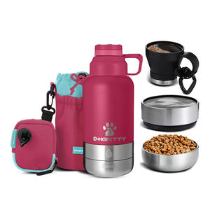 Botol air minum anjing portabel, 3 in 1 Portabel 32 oz anti bocor baja tahan karat terisolasi cairan makanan hewan peliharaan untuk mobil berkemah pengumpan hewan peliharaan - Product Image 3