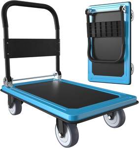 Großhandel faltbarer Hochleistungs-Kunststoff-Handwagen mit 4-Zoll-TPR-Rädern Easy Move Platform OEM anpassbar - Product Image 1