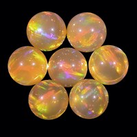 OP709 Perles d'opale de galaxie de feu vert opale noire/Perle d'opale Gilson coupe boule/Pierre d'opale sans résine compatible avec le verre COE33