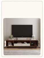 Meuble TV Moderne en Bois Brillant de Luxe - Console Multimédia avec Portes Coulissantes et Rangement Ouvert, Pieds Métalliques, Vente Directe Usine pour Salon