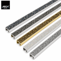 Profilé de carrelage en aluminium avec strass, prix usine, style moderne de luxe, profilé décoratif en verre diamant, profilé de carrelage en métal doré