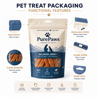Pochette personnalisée pour friandises pour animaux de compagnie, sac refermable imprimé avec fermeture éclair pour collations pour chiens et chats, aliments lyophilisés, viande séchée et emballage d'aliments pour animaux