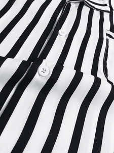 Conjunto de Pijamas de Satén a Rayas de Algodón para Hombre, Personalizado, con Botones, Manga Larga, Casual, Transpirable, Térmico, de Secado Rápido - Product Image 3