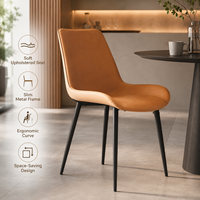 Moderner Italienischer Minimalistischer Esszimmerstuhl mit Ergonomischer Rückenlehne & Kohlenstoffstahl-Beinen - Verschleißfestes PU-Leder für Zuhause, Restaurant
