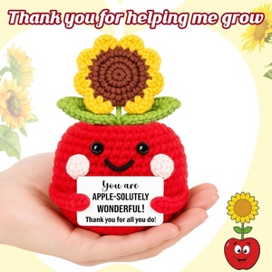 Idées de cadeaux de remerciement pour la Journée des enseignants, cadeaux de remerciement en forme de pomme et de tournesol au crochet pour les enseignants, les infirmières et les collègues - Product Image 2