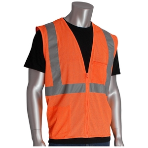 Gilet de sécurité haute visibilité en maille ANSI Classe <span class=keywords><strong>2</strong></span>, léger, respirant, réfléchissant, avec fermeture éclair et <span class=keywords><strong>2</strong></span> poches - Product Image 3