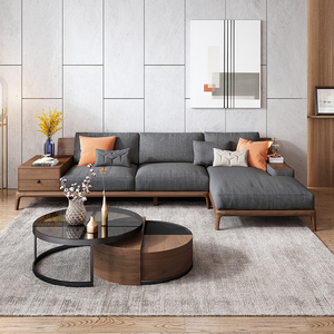Modern Living Room Furniture Chaise Storage Corner L-shaped Large Sectional Fabric Sofa