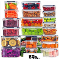 Lot de 24 boîtes de rangement hermétiques en plastique avec couvercle, pour aliments secs, organisateur de cuisine, distributeur de fruits, céréales et collations, boîtes de garde-manger