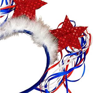 HIPIE Glitter Patriotic <span class=keywords><strong>Deluxe</strong></span> Disco Ball Tinsel diadema accesorios de moda para mujeres 4 de Julio decoración de fiesta - Product Image 5
