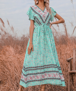Custom Breathable Eco-Friendly Embroidered Boho <strong>Linen</strong> Lace <strong>Wedding</strong> Casual Maxi <strong>Dress</strong> - Product Image 4