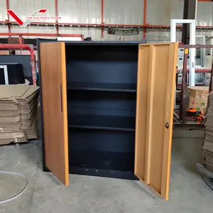 Giá Rẻ Gỗ Tĩnh Mạch Chuyển In Ấn Nội Thất Văn Phòng Thép Nhỏ Tủ Thiết Kế Đôi Swing Door Kim Loại Thấp Lưu Trữ Nội - Product Image 5