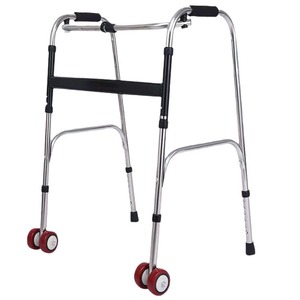 Aide à la marche en acier inoxydable, hauteur réglable avec roues, pour soutenir la mobilité des personnes âgées - Product Image 2