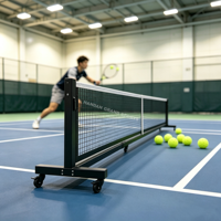 Poteau de filet de pickleball portable en acier galvanisé à 3 sections avec roulettes pivotantes, certifié CE, pour l'entraînement et le jeu