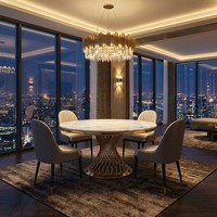 Luxuriöser Marmor-Esstisch Hotel-Bankett-Event-Hochzeitstisch Runder Drehtisch Esszimmer-Set