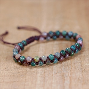 YueTong fatto a mano 4mm India agata naturale perline in pietra intrecciata braccialetto da donna Boho macramè braccialetto di pietre preziose <span class=keywords><strong>gioielli</strong></span> - Product Image 2
