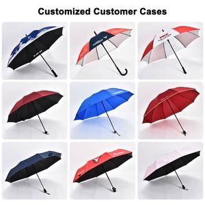 Large Custom Print Logo Long Stick Double Women Fiberglass Wind Resistant Water <b>Repellent</b> Uv Fabric Windproof Golf <b>Umbrella</b> - Product Image 4