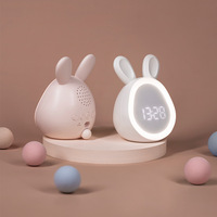 Lampe Réveil LED Intelligente Mini Mignonne en Forme de Lapin de Dessin Animé Moderne, en ABS, Contrôlée par Application, Rechargeable par USB, pour Étudiants, Veilleuse Connectée