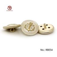 Boutons en métal doré à tige plate, moulés sous pression, avec logo personnalisé en relief, en alliage de zinc écologique, pour la couture (vente en gros)