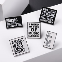 Créativité mélomane phrases anglaises lettre épingle en métal la musique est ma seule drogue broches insignes de revers épinglette en émail