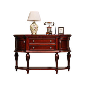 Table <span class=keywords><strong>console</strong></span> demi-ronde en bois massif rustique américaine - Armoire d'<span class=keywords><strong>entrée</strong></span> murale vintage européenne <span class=keywords><strong>avec</strong></span> <span class=keywords><strong>tiroir</strong></span> - Product Image 1