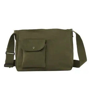 Bolsa de lona de ombro único japonês coreano, estilo retrô, militar, de trespassar