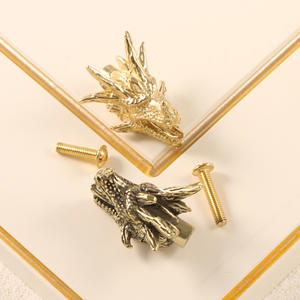 Tiradores de latón con cabeza de dragón imponente, herrajes de estilo chino para muebles, tiradores decorativos para cajones de armarios y roperos - Product Image 4
