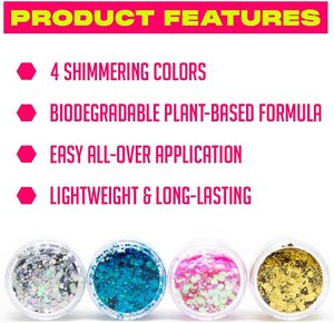 Kit de paillettes bio végétales sans plastique, longue tenue, faciles à laver, paillettes épaisses, parfaites pour le visage, les cheveux, la peau, les concerts, les costumes, le maquillage artistique - Product Image 6
