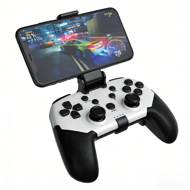 Multi-Platform Wireless Game Controller Supports MFI Android Steam with Programmable Buttons and Phone Stand