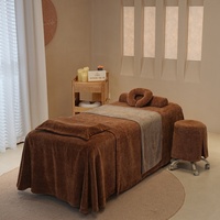 Ensemble de 4 draps de table de massage en velours cristal épais, couleur unie, avec jupe de table de massage
