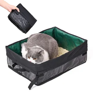 Outdoor waterproof reusable large washable portable travel folding cat litter box pan
