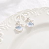KAVNAR Boucles d'oreilles étoile mer coquillage cristal perle laiton argent brillant