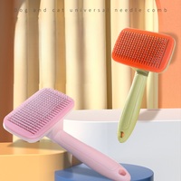 Brosse de toilettage pour animaux de compagnie à poignée ergonomique, auto-nettoyante, élimination des poils en un clic, respectueuse de la peau, lavable, outil d'élimination des poils pour chats et chiens