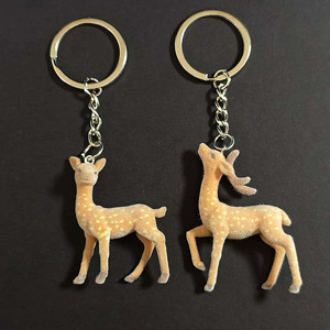 Llavero de resina con diseño de ciervo <span class=keywords><strong>Sika</strong></span> flocado Mengda, colgante de alce, accesorio decorativo para bolso - Product Image 3