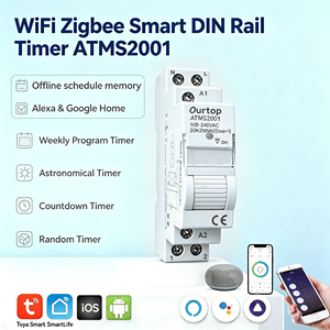 Interrupteur programmable intelligent WiFi Zigbee 20A à montage sur rail DIN pour la domotique et le contrôle des circuits électriques - Product Image 1