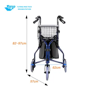 Deluxe 3 Wheel Aluminum Rollator Walker Foldable Walking Aid For Elderly