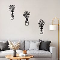 Vas Bunga Liar Logam Hiasan Dinding Minimalis Set Ornamen Seni Dinding Floral untuk Ruang Tamu Kamar Tidur Dekorasi Dinding Rumah Hadiah