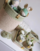 Usine Décoration de La Maison Petite Main Crochet Coton Tissé Couche Caddy Titulaire Bureau Stylo Maquillage Panier De Rangement