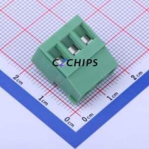 DB129R-5.08-3P-GN-S Screw Terminal Block Bent Lead Through Hole,P=5.08mm Connector 1x3P 5.08mm Green Right Angle Insert - Product Image 1