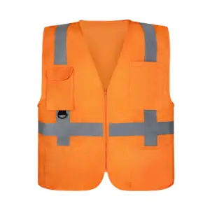 Güvenlik yelek sıcak satış üreticileri yansıtıcı nefes polyester örgü hi vis yüksek görünürlük turuncu güvenlik sıkıştırılmış yelek