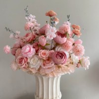 Bola Bunga Artifisial Pernikahan yang Dapat Disesuaikan, Bola Bunga Mawar Pink Peony Sutra Buatan Tangan, Dekorasi Tengah Meja Pernikahan